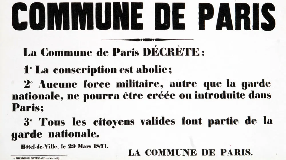 Proclamation of the Paris Commune, 29 March 1871, abolishing conscription